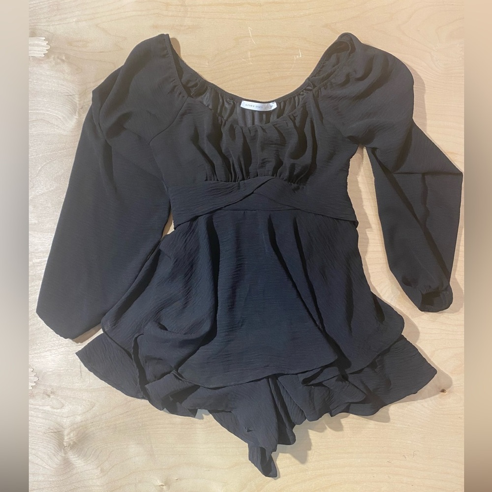 Altar'd State Black Ruffled Romper Medium (IG)